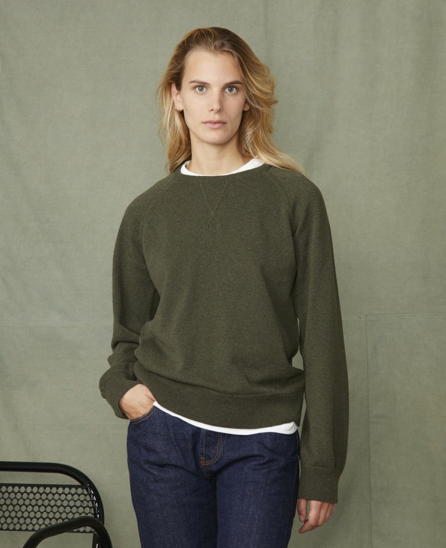 Woman Officine Générale Knitwear | Nate Sweater Olive ~ Generalcoats