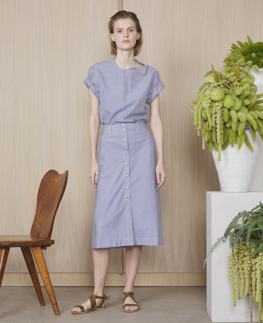 Woman Officine Générale Dresses - Skirts | Tacha Skirt White/Blue ...