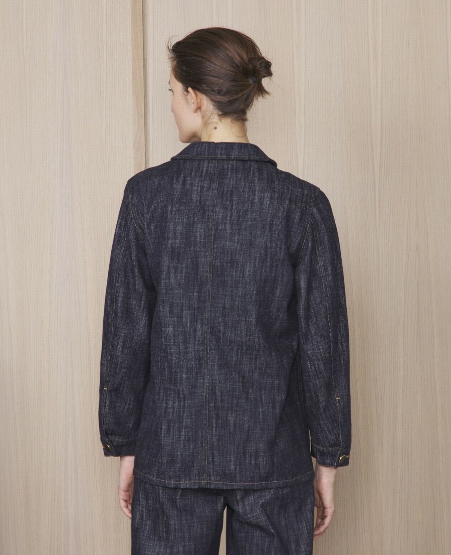 Woman Officine Générale Outerwear | Camila Jacket Navy ~ Generalcoats